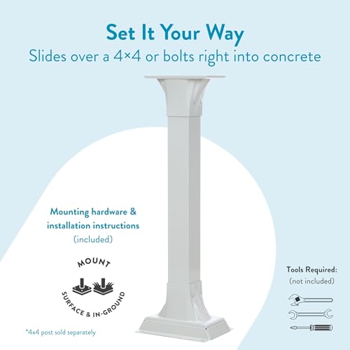 Architectural Mailboxes Callaway Aluminum Mailbox Post, Compatibility Code A, B, C, D, CP00WAM, White
