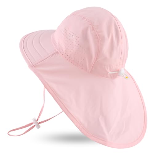 JANGANNSA Baby Sun Hat Boys Girls Infant Toddler Bucket Hat Kids Neck Flap Sun Protect Cap Beach2