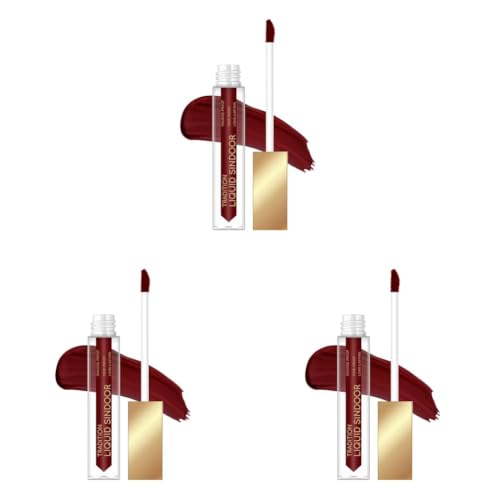Image of SWISS BEAUTY Tradition Natural Liquid Sindoor| Smudge-Proof | Long-Lasting | Shade- Jewel Maroon, 6ml (Pack of 3)