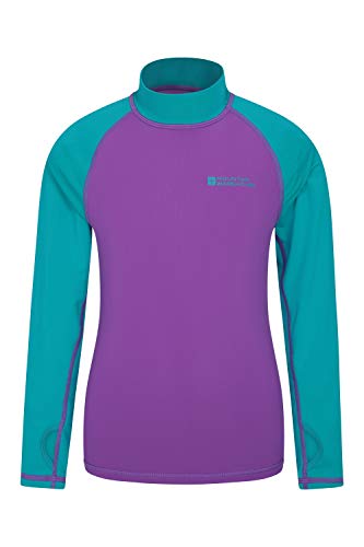 Preisvergleich Produktbild Mountain Warehouse Badeshirt für Kinder - Schwimmshirt mit UV-Schutz, Schnelltrocknendes Rash Guard Stretch, Langarmshirt für Kinder, Flache Nähte Violett 5-6 Jahre