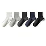 ZERAOKE 5 Pack Men's Summer Solid Lightweight Crew Dress Socks Moisture-Wicking Odor-Resistant Breathable-White,Black,Light Gray,Dark Gray,Navy-One Size