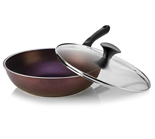 TeChef - Art Pan 12" Wok/Stir-Fry Pan with Glass Lid, Coated 5 times