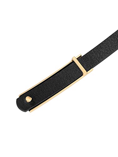 Women Skinny Faux Leather Waist Belt, Gold Buckle Adjustable Slim Cinch Waistband for Dress3