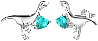 Aurora Tears Dinosaur Charm Cute Velociraptor Necklaces 925 Sterling Silver Velociraptor Pendant Animal Lover Necklace Earrings Ring for Girls Boys Women Girlfriend Daughter Birthday Gifts