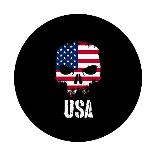 United States Flag Skull American Pride Patriotic PopSockets Swappable PopGrip, Black - Image 3