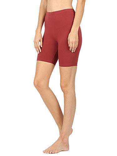 Womens & Plus Cotton Stretch Knee Length Fitness Sport Biker Shorts Leggings (Brick, 1X)