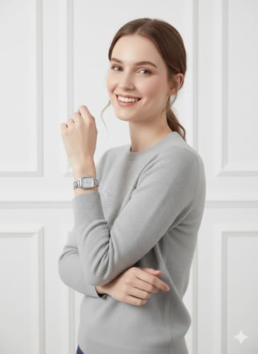 Image of Watches for Women, Luxury Square Small Face Ultra Slim Ladies Watches, Classic Steel Analog Quartz Womens Watch