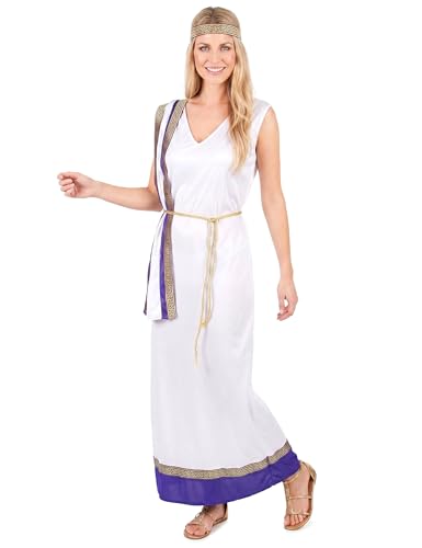 DEGUISE TOI - Déguisement Romaine longue violette femme - Robe - Ceinture - Bandeau - Taille Unique (40) - Violet - Déguisements adultes - Polyester - - Carnaval