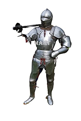 NauticalMart 15th Century Knight Suit of Armor Wearable Plate Armour Combat Medieval Costume Silver