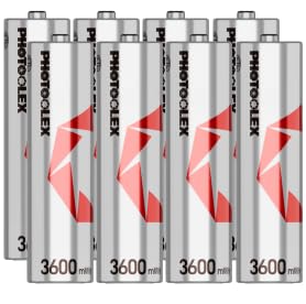PHOTOOLEX Baterías recargables de litio AA 8-Pack 3600mWh (sin cargador)