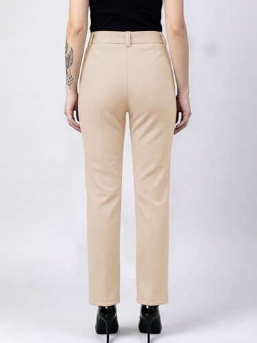 Image of Women's High Waist Formal Straight Fit Trousers Premium Stretch Office Pants Front Pleated Design Smart Workwear Bottom for Office, Casual & Business Wear