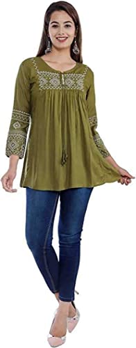 Image of Kartik Fashion Women Rayon Embroidered Regular Top