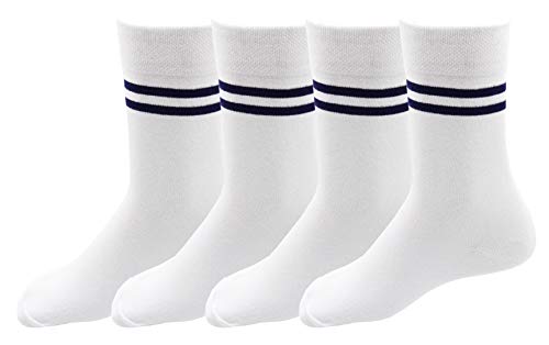 RC. ROYAL CLASS Boys & Girls Striped Organic Cotton Calf Length School Socks for Kids, Anti Odour Soft and Breathable Uniform Socks (Pack of 4 Pairs)
