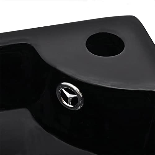 Lave-mains d'angle en céramique noire 45 cm suspendu de haute qualité - 6