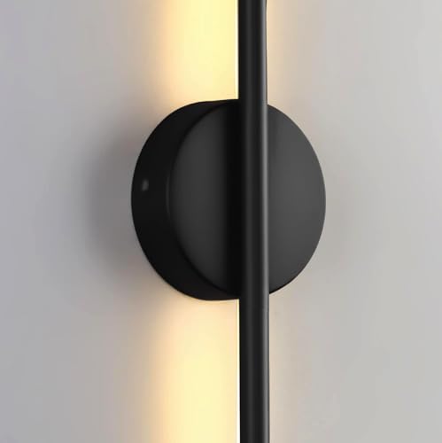 Image of Groeien Metal Modern LED 3 Color Long Wall Sconce Black Wall Light for Bedroom Living Room Corridor Lighting Fixtures Wall Mount(Warm+Natural+Coolwhite) (Black)