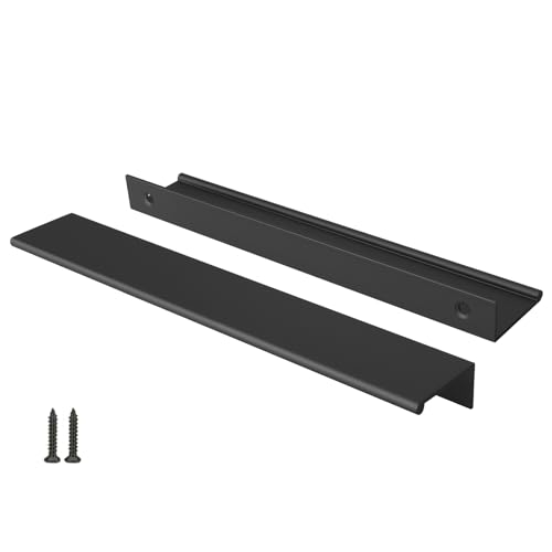 Image of Peaha 5 Pack Kitchen Cabinet Handles 7-9 /16 inch Black Drawer Pulls Edge Pulls | Black Cabinet Handles Finger Pulls for Cabinets Modern Hidden Aluminum Alloy Dresser Drawer Handles Closet Bedroom