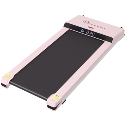 Image of Portable Walking Mat Treadmill, Under Desk Treadmill with Foldable Wheels, Remote Control, LED Display, 264 Lbs Capacity, Pink