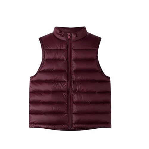 Dmmtot Chaleco acolchado de invierno para niños y niñas, chaqueta ligera sin mangas con bolsillos, acolchada, con cremallera completa, cálido, cómodo, chaleco acolchado de color sólido, para edades de