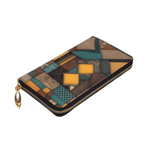 African Style Patchwork Prints Leather Long Clutch Wallet for Fashionable Girls and Women - Durable, Stylish, and Functional, Black, One Size3