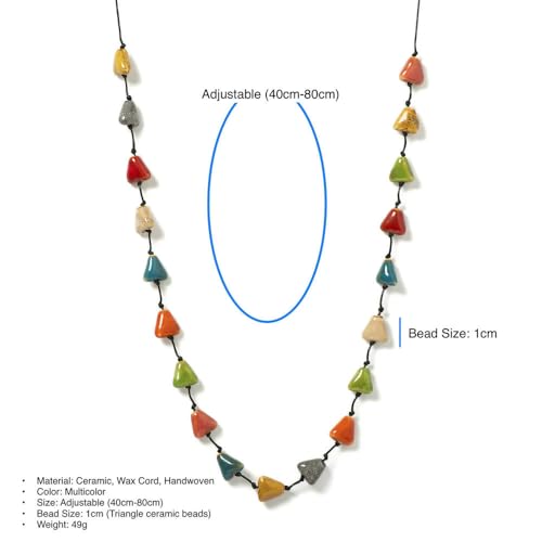 Collier bracelet triangle céramique double usage cordon réglable bohème bijoux - 5