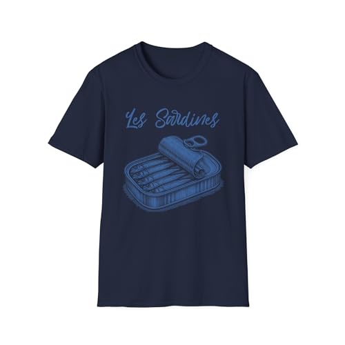T-shirt Les Sardines bleu marine XX-Large en coton pour homme et femme