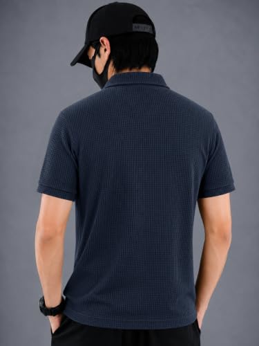 Image of EYEBOGLER Premium Textured Self-Design Half Sleeve Collar Polo T-Shirt for Men || Packs Also Available