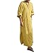 Kaftan for Men Casual Fashion Muslim V Neck Short Sleeve Robe Side Split Thobe with Pockets Casual Ethnic Clothes