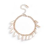 Yokawe Boho Shell Ankle Bracelets Gold Tassel Anklet Chain Seashell Summer Beach Barefoot Sandals Fo