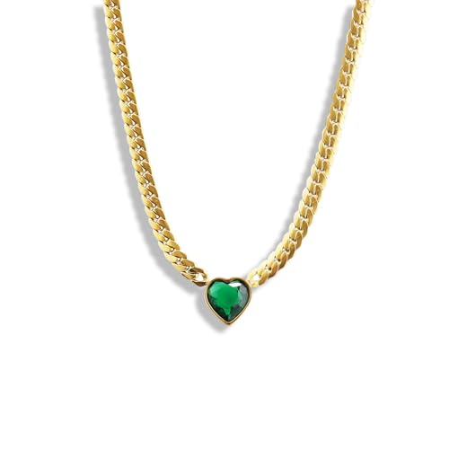 Gold Plated Stainless Steel Stone Long Pendant Necklace with Flat Snake Chain Jewelry Gift for Women