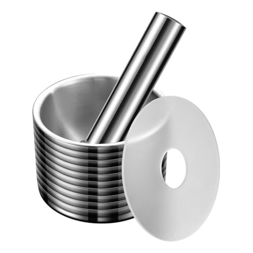 Gettimore Set di trita-pillole e pestello per mortaio e pestello, resistente, in acciaio inossidabile 304, strumento per macinare farmaci e erbe con design ergonomico, facile da pulire per cucina o