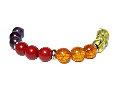 Bracelet 7 chakras perles 8mm porte-bonheur idéal à offrir en cadeau