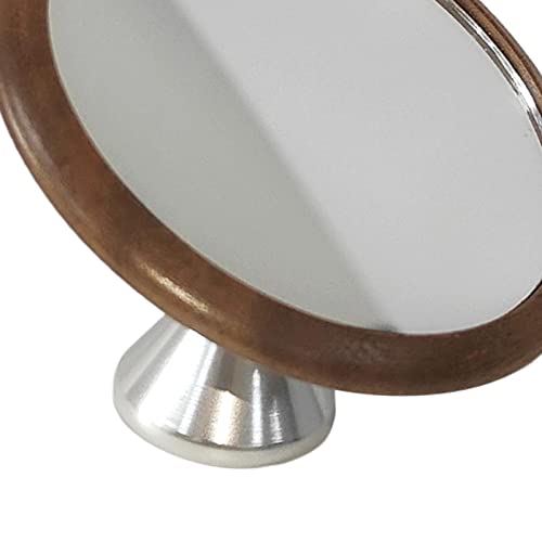 Espejo para flujo de café de cristal reflectante y soporte de madera noble 4