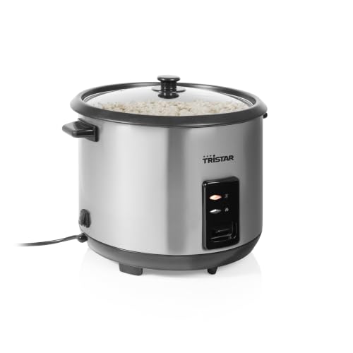 Tristar Arrocera, 2,8 L de Capacidad, Sistema de Calentamiento de 1000 W, Carcasa de Acero Inoxidable, Cubeta Antiadherente, Cesta de Vapor, RK-6158