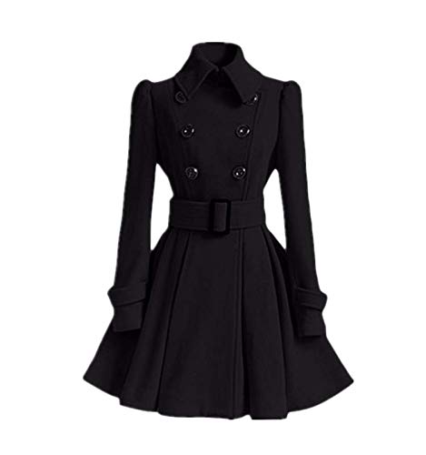 Black Cotton Trench Coat For Women, X-Large