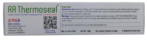 Thermoseal R A - Tube of 100 gm Paste - potassium nitrate toothpaste, sensitive teeth, dentin hypersensitivity, desensitizing toothpaste - Image 4