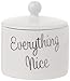Kate Aspen Ceramic Sugar Bowl, Spice and Everything Nice, White