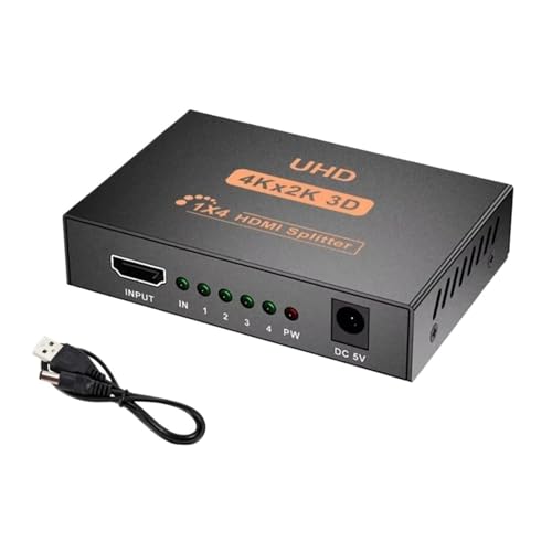Divisor Compatible 1x4 Full HD 4K Audio Video 1 Entrada 4 Salidas HDMI Amplificador Adaptador For HDTV DVD PS3 Xbox Fácil Amplia Compatibilidad(1x4 USB Cable)