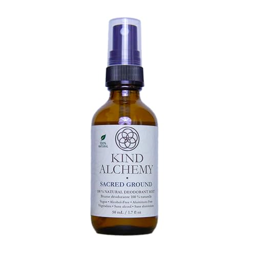 Kind Alchemy Sacred Ground Natural Magnesium Deodorant Spray & Body Mist – Vegan, Alcohol-Free, Aluminum-Free, Probiotic Formula – Gentle on Sensitive Skin – Woody Citrus Aroma – 50 mL / 1.7 fl oz