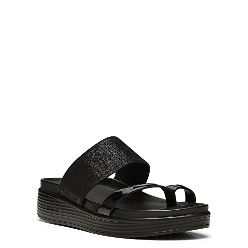 Donald Pliner Women's Farris Distressed Metallic Wedge Sandal, Black, 9.54