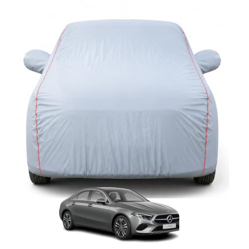 Image of Premium Car Cover for Mercedes A Class Model | Waterproof, UV & Dust Protection | Mirror & Antenna Pocket | Triple Stitched, Soft Inner Lining, Belt & Buckle (Dark Grey)