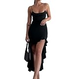 Mini Vestido sin Mangas para Mujer, Fiesta de Noche, Ropa de Verano, Vestido con Volantes Altos y Bajos-aS