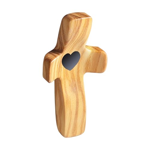 Yookin Cross Fidget Wood, Encouragement Gift, Olive Wooden Cross for Clinging and Praying, Pocket Religious Gift for Children and Adults(Olive 1pcs)
