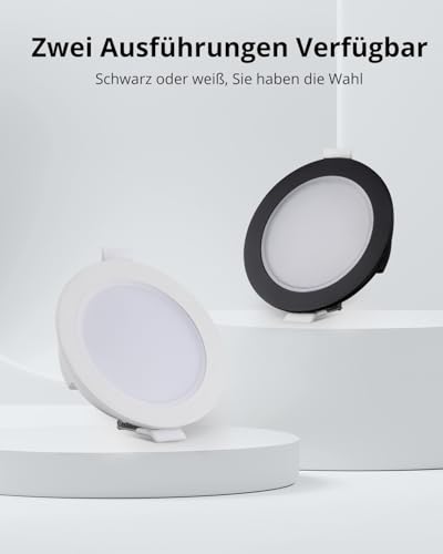 Gr4tec LED Einbaustrahler 230V Schwarz, 10x 5W LED Spots Flach 35mm, Deckenspots Badzimmer IP65 Neutralweiß 4000K 400LM, Einbauleuchten Decke 68-80mm, Einbauspots Deckenstrahler für Küche Wohnzimmer