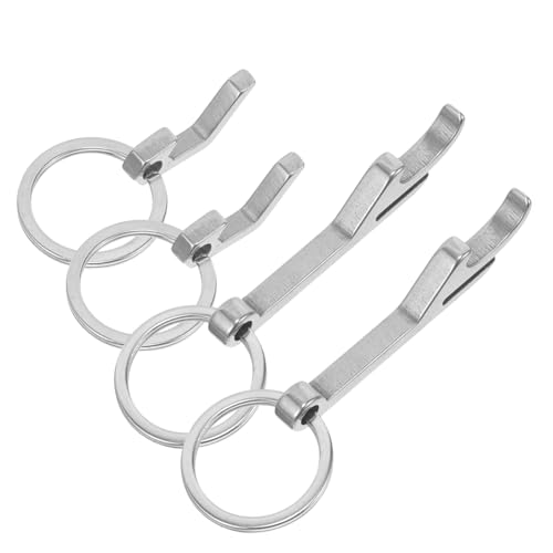 TIDTALEO 4個 ステンレス製多機能ビールボトルオープナー 携帯用キーリング付き 缶切り兼用 キッチン栓抜き 小型軽量設計 家用飲料開栓器