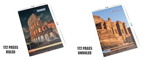 Image of KAANUKA Long Size Notebook Combo | Pack Of 3 Ruled+3 Unruled | 172 Pages | Single Line & Plain | Long Size 27.2cm X 16.7cm | Sets Of 6 Notebooks For School & College Students