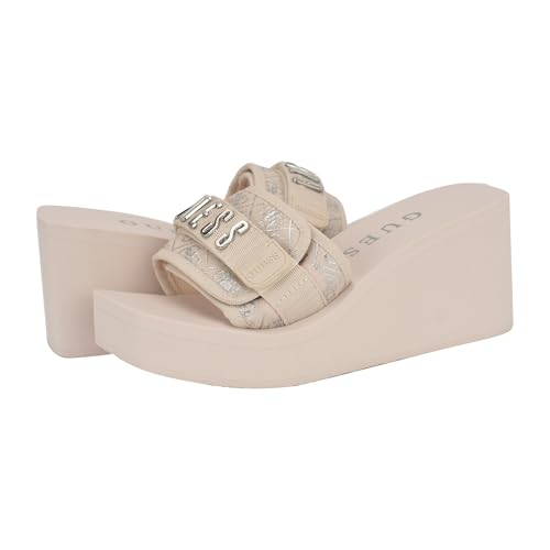 GUESS Women's Dellean Wedge Sandal, Light Natural/Silver 110, 7 - Image 5