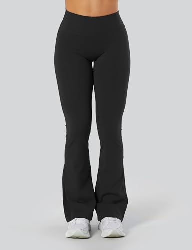 Sogetdo Women's Flared Yoga Leggings 31‘’ Wide Leg No Front Seam Tummy Control Butt Lifting Buttery Workout Yoga Pants2