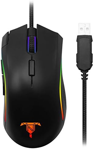 Tilted Nation Wired Gaming Mouse with 16.8 Million Backlit RGB Lighting, 7 Programmable Buttons, 5 Adjustable DPI Levels- FPS Gamer Mice for Windows PC Laptops/Desktop Computers - Black
