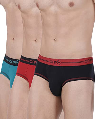 one8 by Virat Kohli Men’s Solid Brief (203P1_Brick Red/Navy/Sea Green_XL)