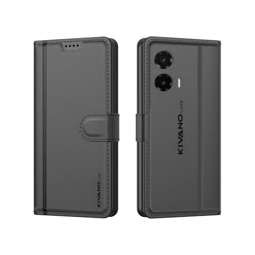 Image of KIVANO LUXE Compatible for Motorola G35 5G Luxury Handmade Leather Magnetic Flip Folio Case | Card Holder & Kickstand | Slim Protective Cover | Unisex - Black